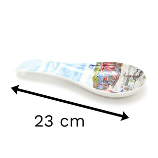 23cm Sandy Bay Beach Spoon Holder | Melamine Kitchen Utensil Rest | Nautical Cooking Ladle Spatula Holder