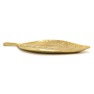 Elegant Gold Metal Leaf Decorative Tray | Aluminium Storage Display Vanity Tray | Botanical Display Plate