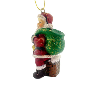 Santa On Chimney Resin Hanging Christmas Tree Decoration, Gisela Graham 8cm