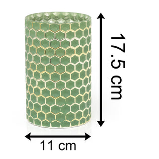 Art Deco Style Geometric Vase Coloured Glass Vases | Cylinder Vase Flower Vase Glass Decorative Vase | Beehive Honeycomb Glass Flower Vase