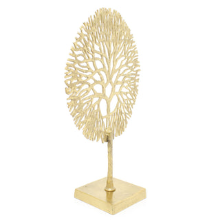 Gold Coral Sculpture Decorative Ornament on Metal Stand Tree Of Life Jewellery Stand - Golden Metal Coral Ornament On Aluminium Base