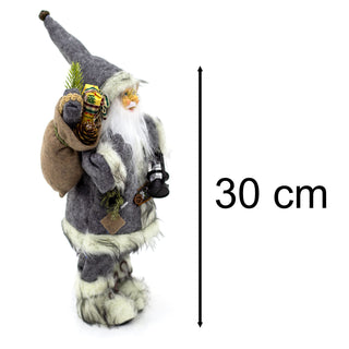 Grey Nordic Father Christmas Santa Claus Figure | Standing Santa Claus Ornament