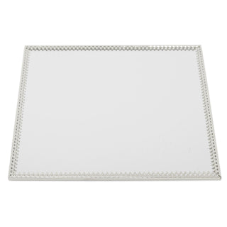 20cm Decorative Mirror Glass Display Plate | Silver Mirrored Candle Tray | Centerpiece Vanity Perfume Tray - Square