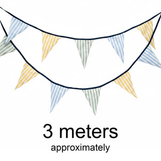 Striped Fabric Bunting 3.2m 12 Flag Pennant Banner Garden Party Decoration