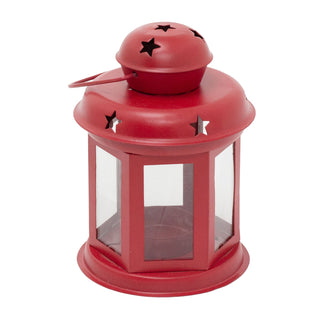 Red Moroccan Tealight Lantern, 13cm Indoor Outdoor Metal Hanging Candle Holder