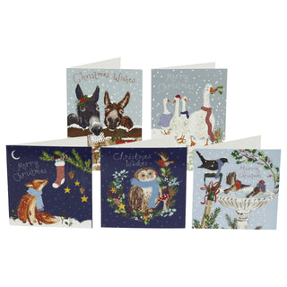Greenfingers Charity Christmas Cards Box of 20 Cards with 5 Designs, Illustrated