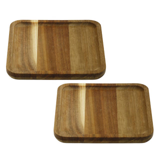 Multipack Wooden Trinket Trays, 15cm Acacia Wood Jewellery Dishes Catch-All