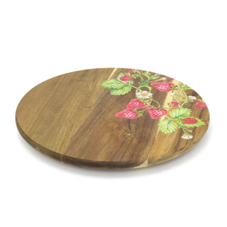 Strawberry Wooden Lazy Susan | Acacia Wood Rotating Serving Platter - 35cm