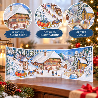 Christmas in the Alps 3D Panoramic Advent Calendar, Snowy Village Scene