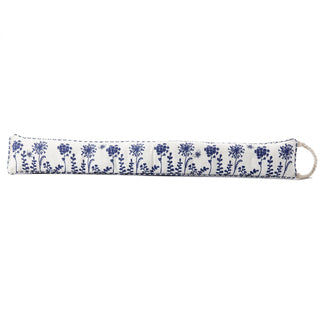 Botanical Fabric Door Draught Excluder | Flora & Fauna Indigo Flower Bee - 94cm