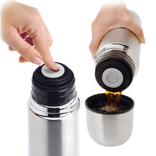 1 Litre Stainless Steel Thermos Flask | Double Walled Insulated Vacuum Flask | Hot Cold Drinks Hydro Flask With Cup