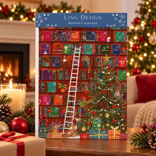 Festive Bookcase Christmas Advent Calendar, 33.5cm Library Design