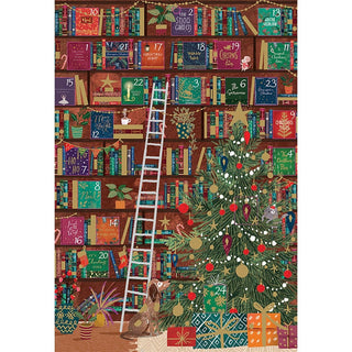 Festive Bookcase Christmas Advent Calendar, 33.5cm Library Design