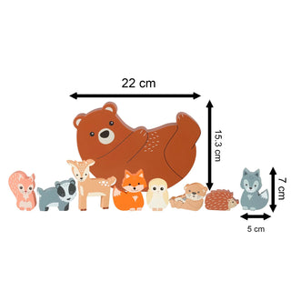 9 Piece Childrens Woodland Animals Balancing Game | Wooden Toddler Stacking Toys