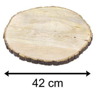 42cm Wooden Tree Trunk Cake Stand | Large Wedding Birthday Cake Round Display Board | Serving Platter Table Centerpiece
