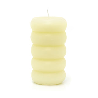 Ribbed Ivory Cream Pillar Candle | Ribbed Design Church Pillar Candle - 14cm