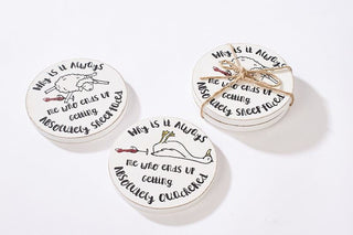 Novelty Set Of 2 Round Humorous Animal Drinks Coasters ~ Cup Mug Table Mats