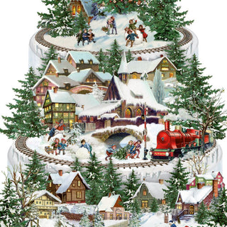 Christmas Advent Calendar The Christmas Railway | Christmas Train Advent Calendar Traditional Advent Calendar | Alpine Village Picture Advent Calendar Paper Advent Calendar