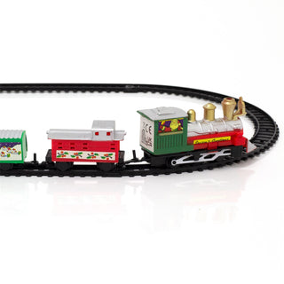 9 Piece Battery Operated Mini Christmas Train Set | Festive Toy Train Set With 57cm Track Christmas Decoration | Toy Railway And Train Set For Kids