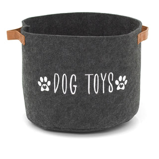 Dog Toy Basket Puppy Toy Box | Black Felt Fabric Pet Toy Box Storage Bin | Dog Blanket Storage Basket With Handles