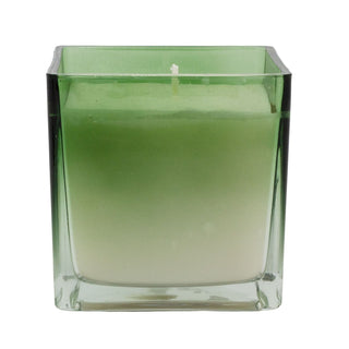 Fig & Apple Scented Candle, 10cm Square Green Ombre Glass Candle