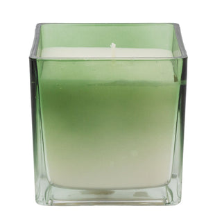 Fig & Apple Scented Candle, 10cm Square Green Ombre Glass Candle