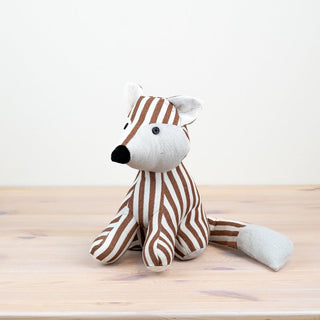 Finn Fox Striped Animal Doorstop | Brown Stripey Fabric Fox Door Stop - 26cm