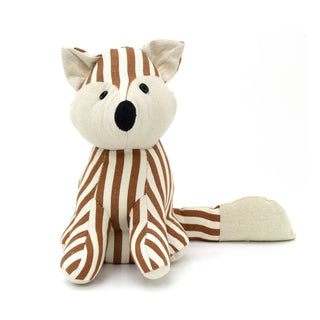 Finn Fox Striped Animal Doorstop | Brown Stripey Fabric Fox Door Stop - 26cm
