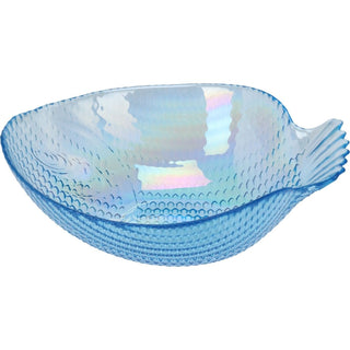 Fish Shaped Glass Bowl, 220ml Blue Nautical Snack Serving Dish 17x13cm