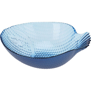 Fish Shaped Glass Bowl, 220ml Blue Nautical Snack Serving Dish 17x13cm