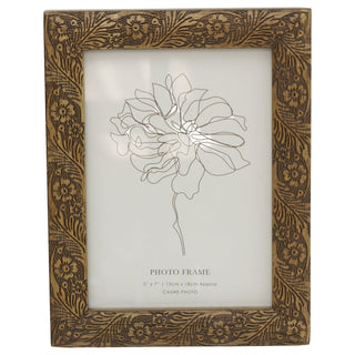 Floral 5x7 Wooden Photo Frame, Freestanding or Wall Mounted Picture Frame