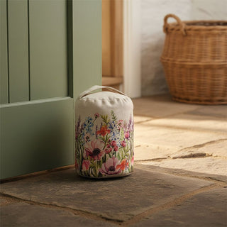 Floral Fabric Doorstop, 1kg Weighted Wildflower Country Style Door Stop - 23cm