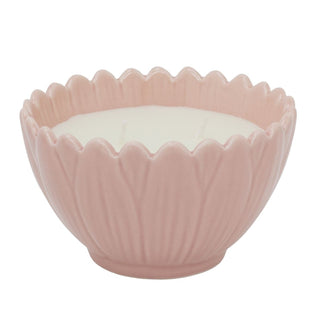 Flower Petal Scented Candle, 2 Wick Ceramic Bowl Floral Fragrance Candle 12.5cm