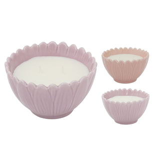 Flower Petal Scented Candle, 2 Wick Ceramic Bowl Floral Fragrance Candle 12.5cm