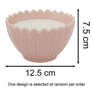 Flower Petal Scented Candle, 2 Wick Ceramic Bowl Floral Fragrance Candle 12.5cm