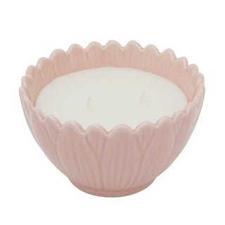 Flower Petal Scented Candle, 2 Wick Ceramic Bowl Floral Fragrance Candle 12.5cm