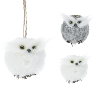 Fluffy Owl Christmas Tree Bauble | Woodland Bird Ornament Hanging Decoration 6cm
