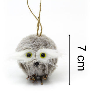 Fluffy Owl Christmas Tree Bauble | Woodland Bird Ornament Hanging Decoration 6cm