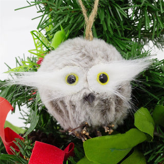 Fluffy Owl Christmas Tree Bauble | Woodland Bird Ornament Hanging Decoration 6cm