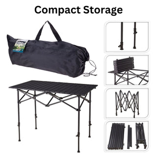 Foldable Large Camping Table, Portable Metal Family Picnic Table for Outdoors