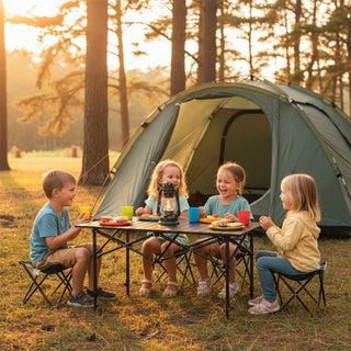 Foldable Large Camping Table, Portable Metal Family Picnic Table for Outdoors