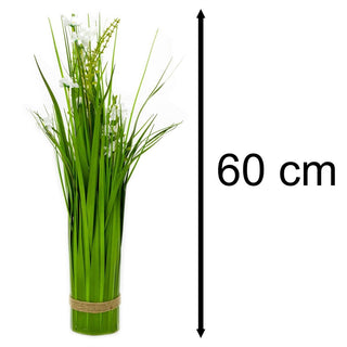 Freestanding Artificial White Flowers Bouquet | Floral Grasses Artificial Flora