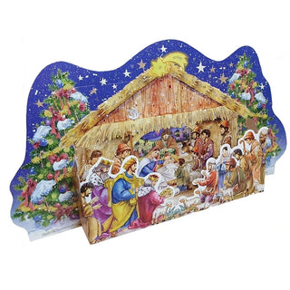 Freestanding Nativity Advent Calendar, 36cm Glitter Christmas Story Calendar