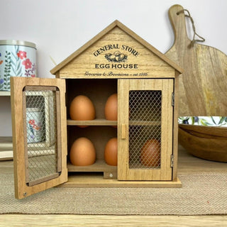 General Store Wooden Egg House for 6 Eggs | Rustic Kitchen Egg Holder