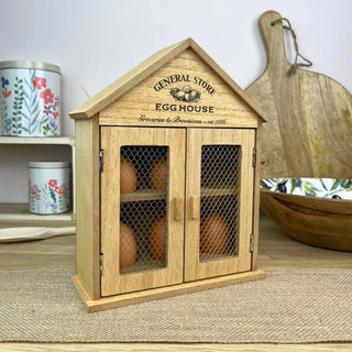 General Store Wooden Egg House for 6 Eggs | Rustic Kitchen Egg Holder