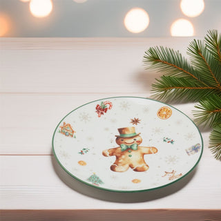 Gingerbread Christmas Side Plate | Ceramic Festive Tableware for Snacks - 19cm