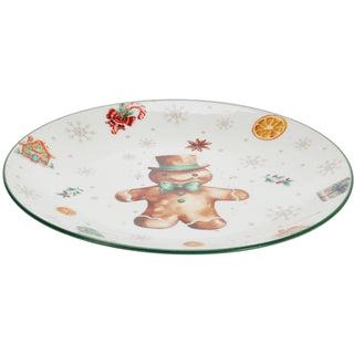 Gingerbread Christmas Side Plate | Ceramic Festive Tableware for Snacks - 19cm