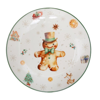 Gingerbread Christmas Side Plate | Ceramic Festive Tableware for Snacks - 19cm