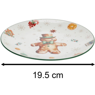 Gingerbread Christmas Side Plate | Ceramic Festive Tableware for Snacks - 19cm