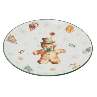 Gingerbread Christmas Side Plate | Ceramic Festive Tableware for Snacks - 19cm